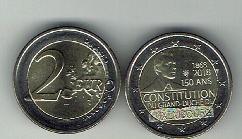 (Bild für) 2 Euromunt Luxemburg 2018 - 150 jaar Grondwet UNC